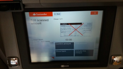 Photo of ATM screen