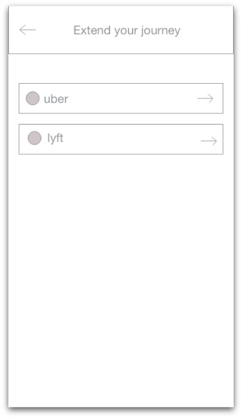 Wireframe of the extend your journey screen